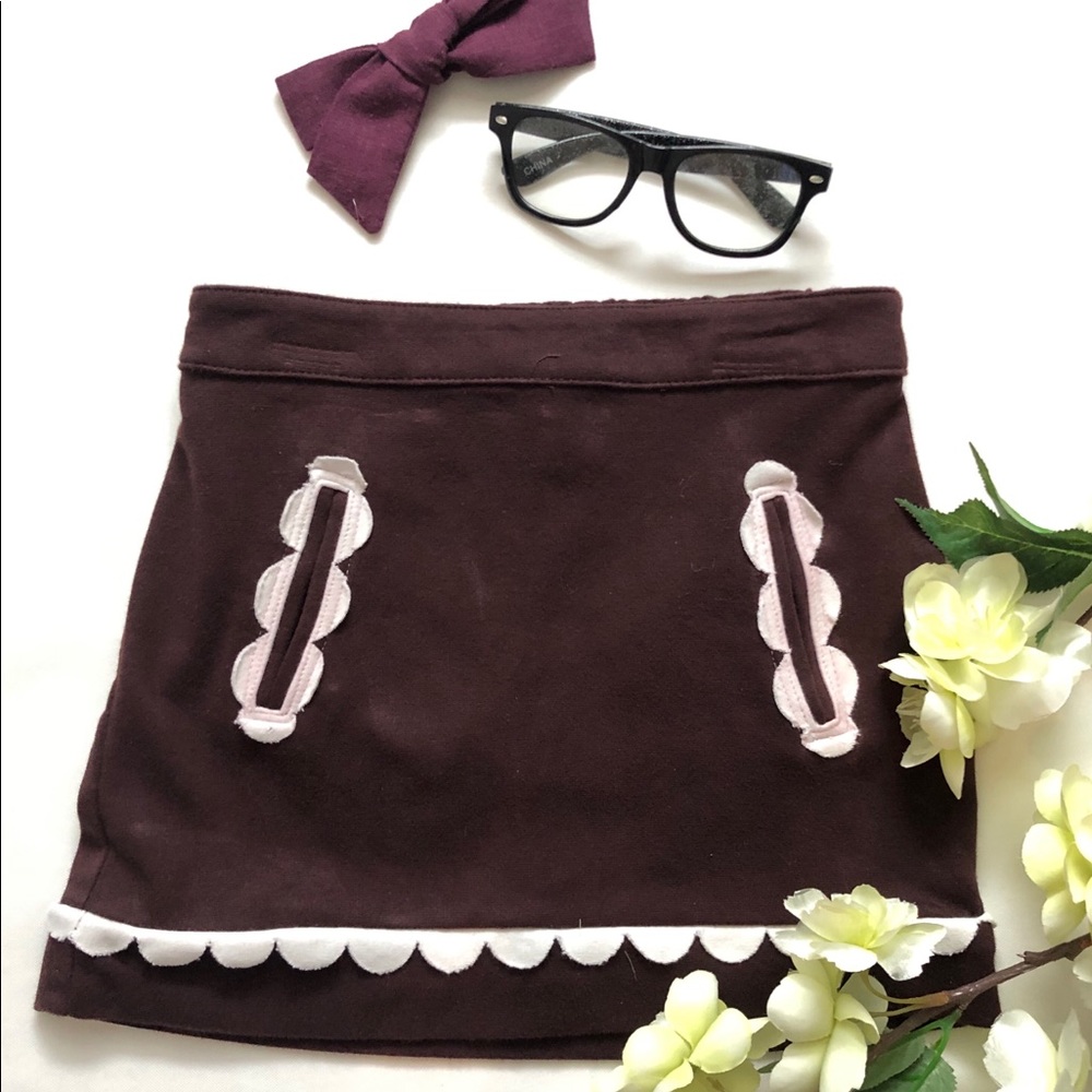 Heavyweight Burgundy Skirt w/ Scallop Trim